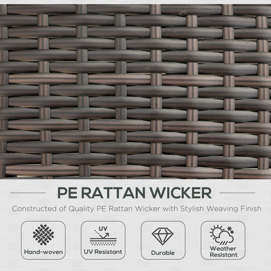 2 Seater Double Rattan Sun Lounger Recliner Day Bed Wicker Sofa Outsunny