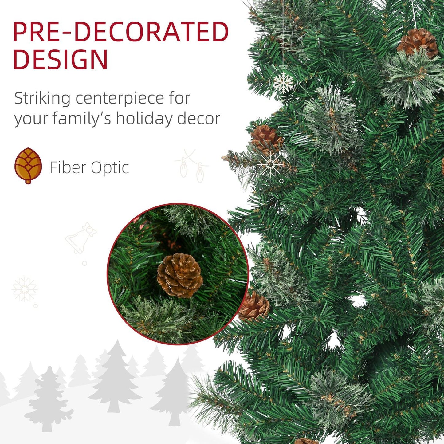6.5FT Tall Pencil Slim Artificial Christmas Tree with Realistic Branches