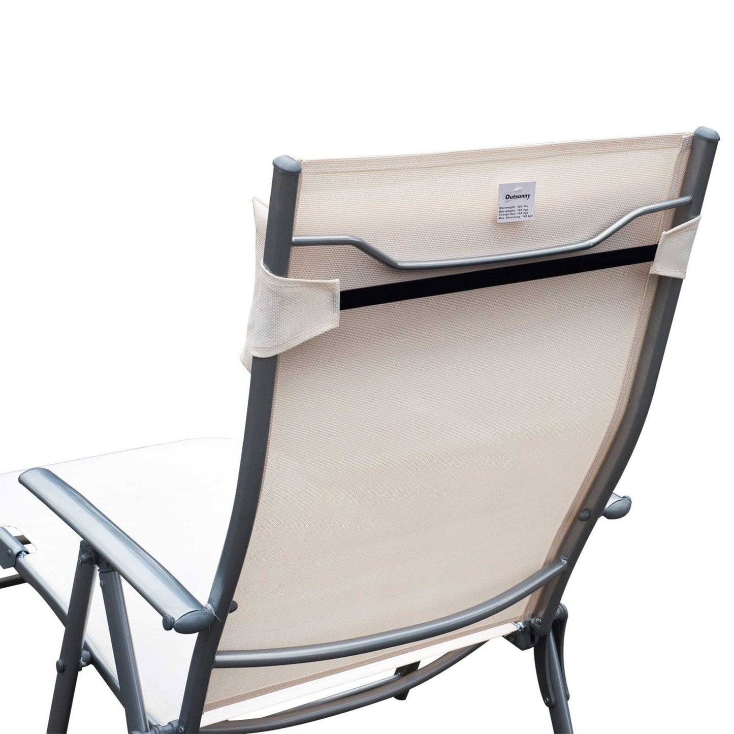 Sun Lounger Steel Frame Outdoor Folding Chaise Texteline Lounge Chair Recliner with Headrest & 7 Levels Adjustable Backrest