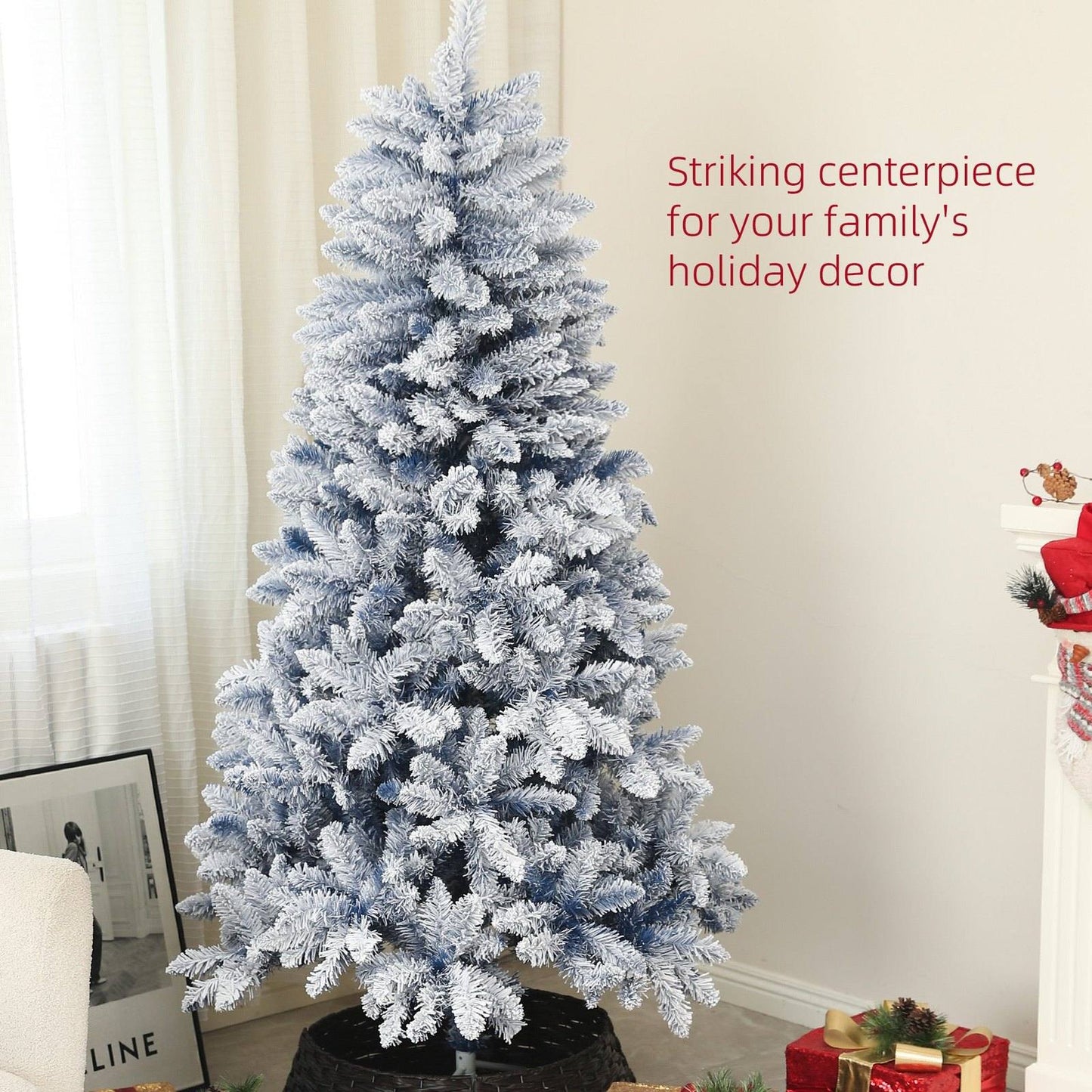 6ft Christmas Tree Artificial - White Frosted Green 700 Tips