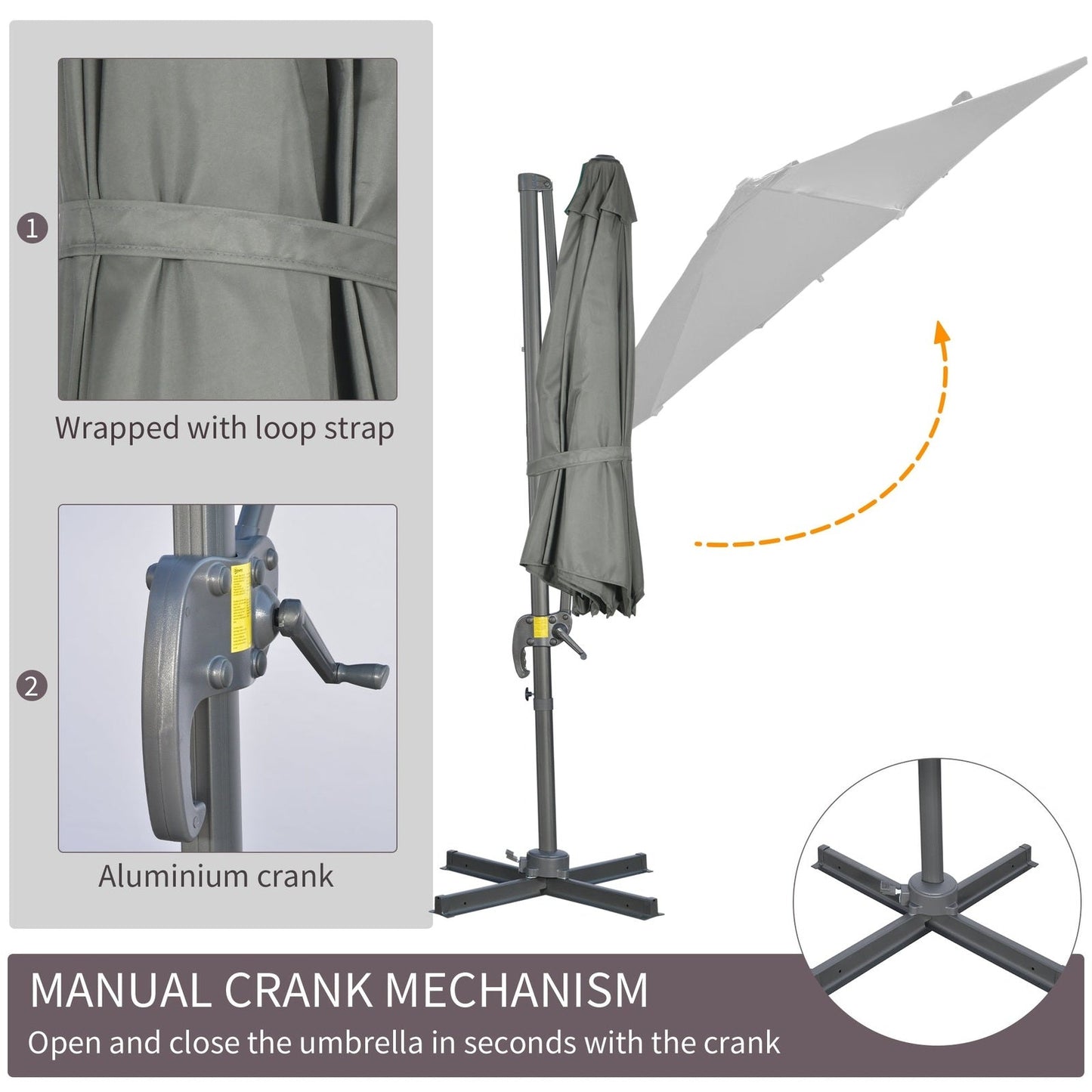 3m 360° Rotating Cantilever Parasol