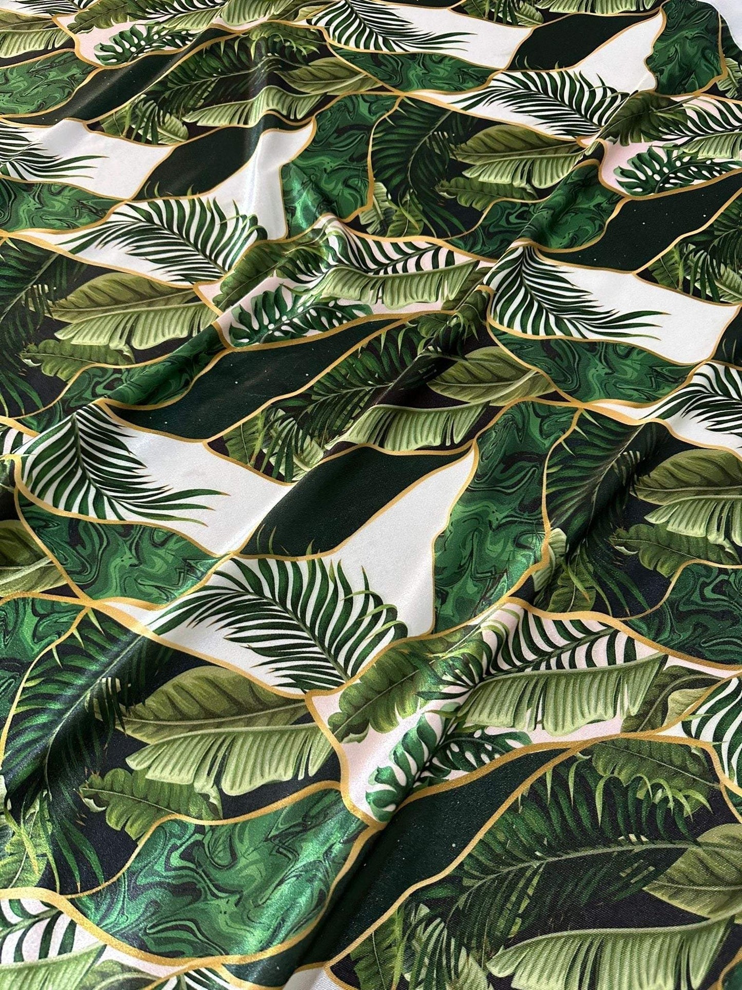 Leaf Pattern Stretch Velvet Fabric