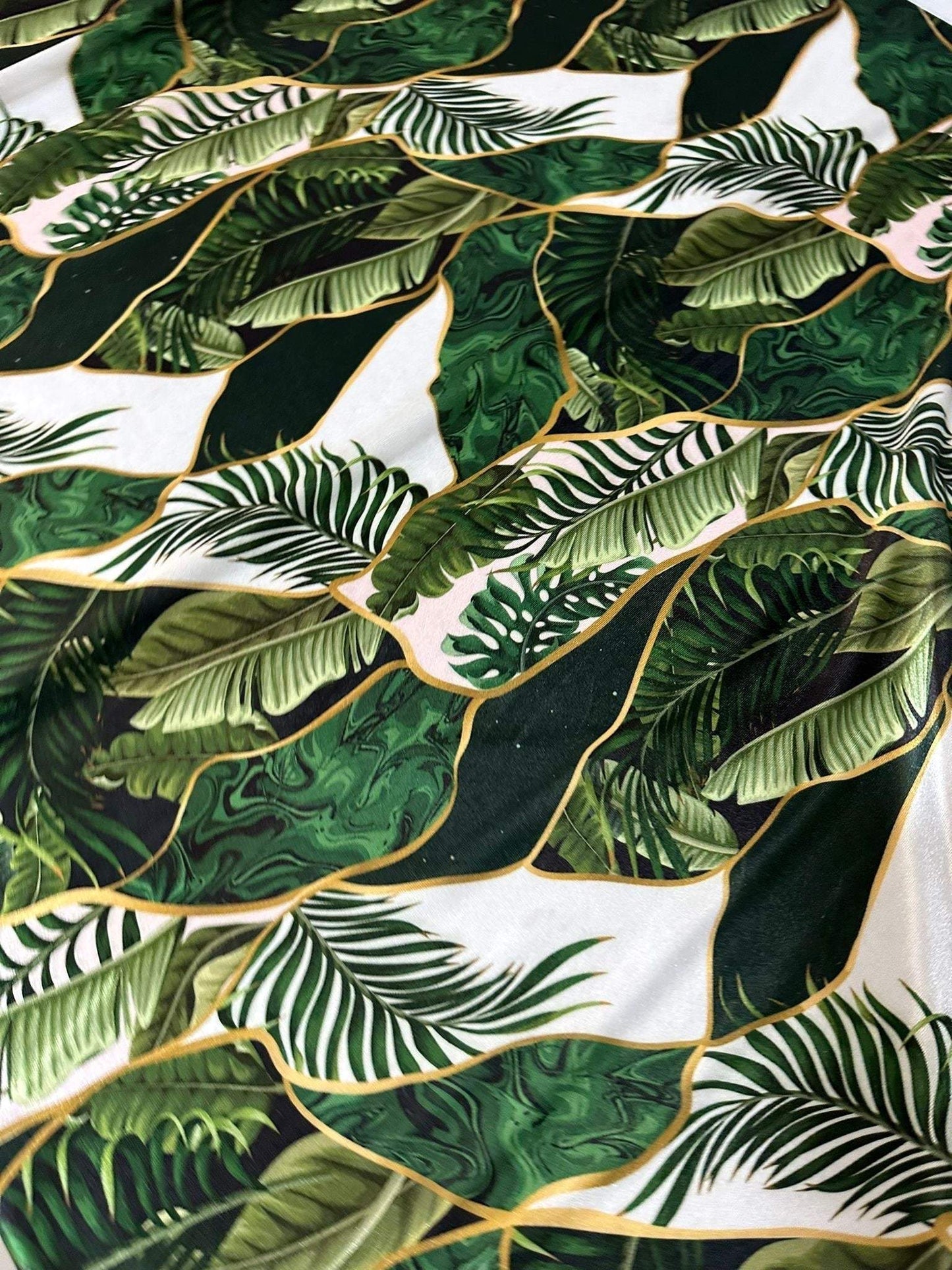 Leaf Pattern Stretch Velvet Fabric