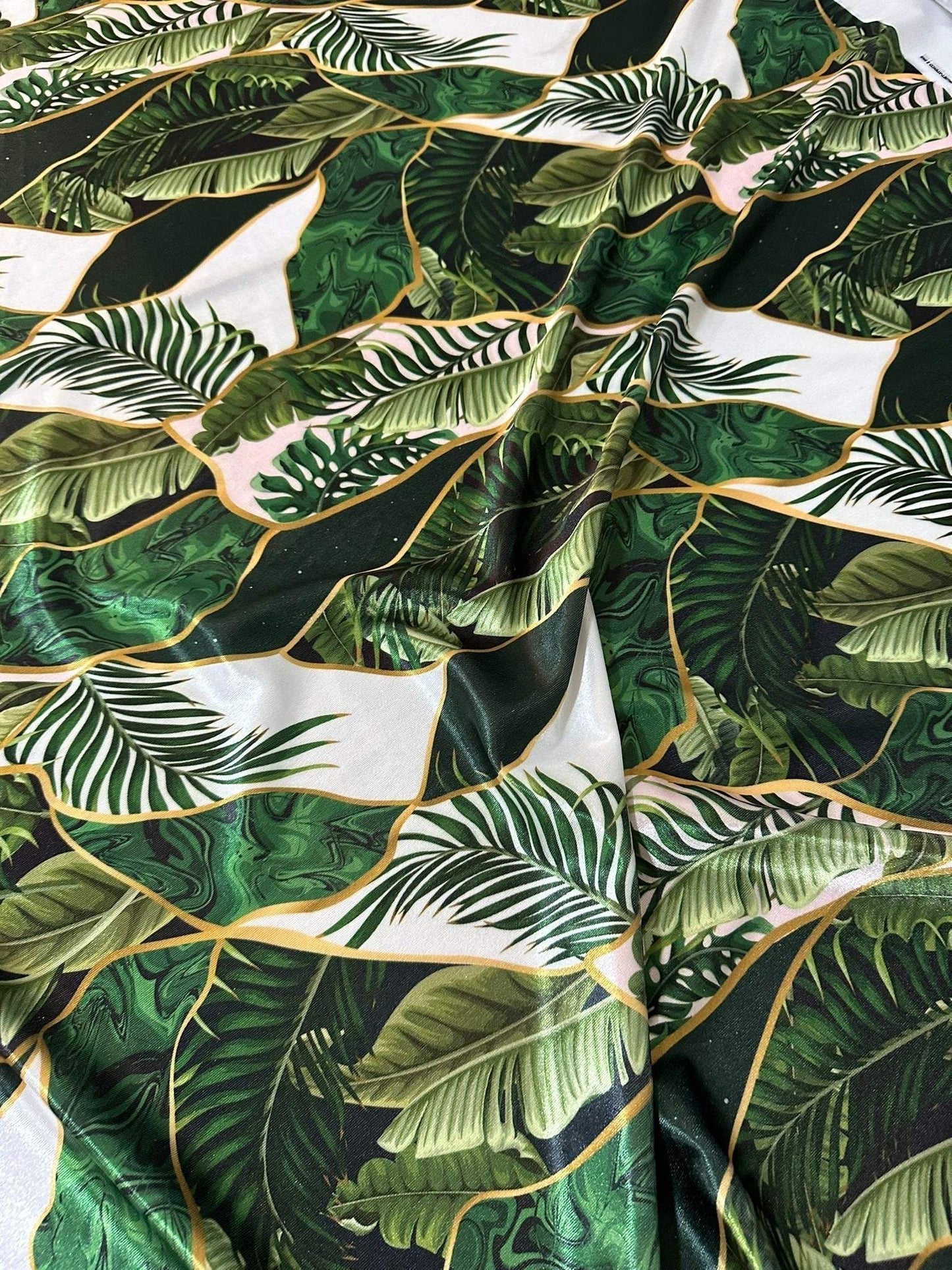 Leaf Pattern Stretch Velvet Fabric