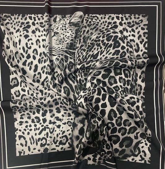 Leopard Panel Fabric – Black & White Animal Design by the Metre