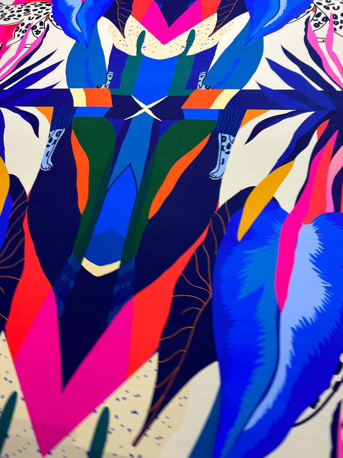 Leopard and Tropical Pattern Fabric – Fabric by Metre, Options: Satin, Crepe, Spandex, Chiffon