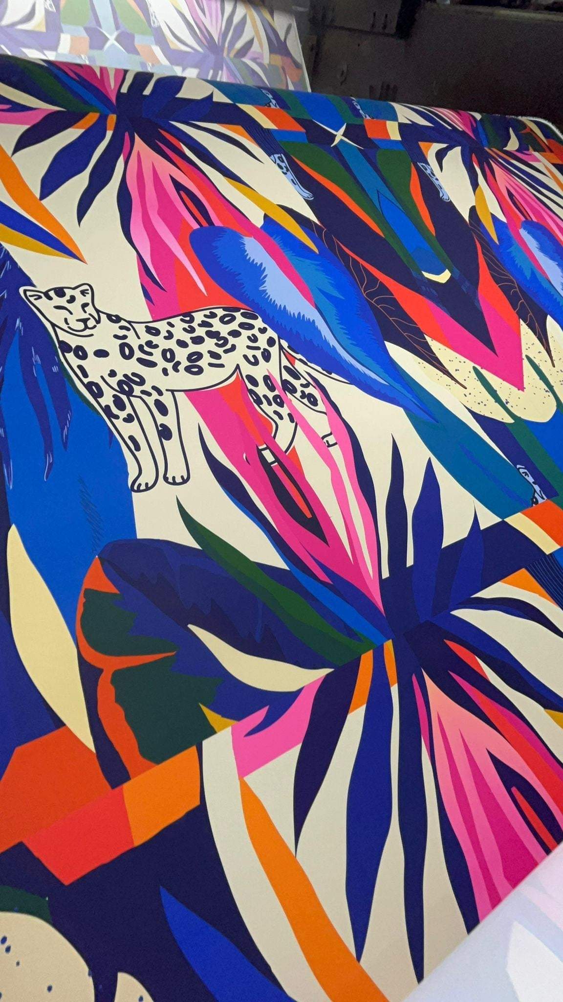 Leopard and Tropical Pattern Fabric – Fabric by Metre, Options: Satin, Crepe, Spandex, Chiffon