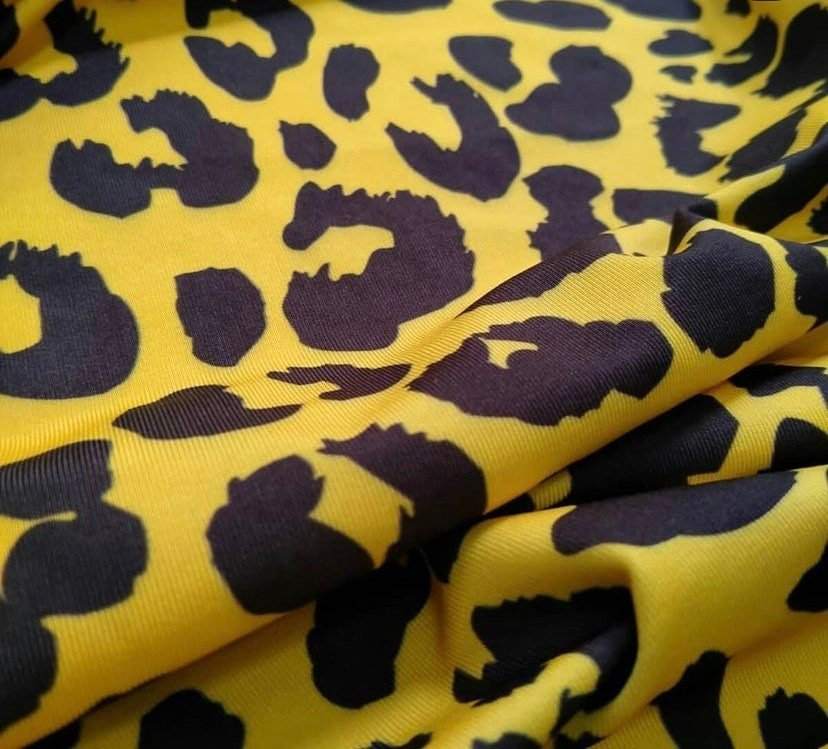 Leopard Pattern Stretch Fabric – Fabric by Metre, Options: Satin, Crepe, Spandex, Chiffon