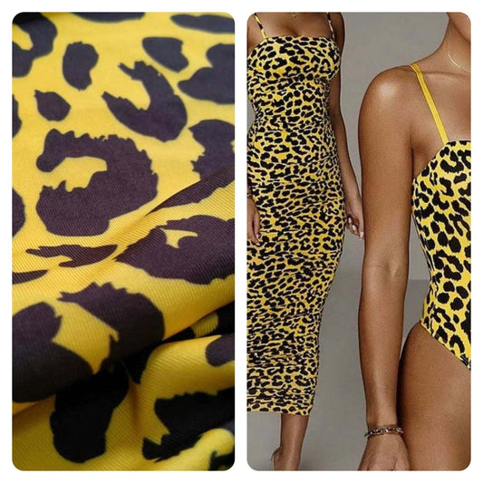 Leopard Pattern Stretch Fabric – Fabric by Metre, Options: Satin, Crepe, Spandex, Chiffon