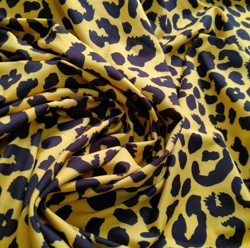 Leopard Pattern Stretch Fabric – Fabric by Metre, Options: Satin, Crepe, Spandex, Chiffon