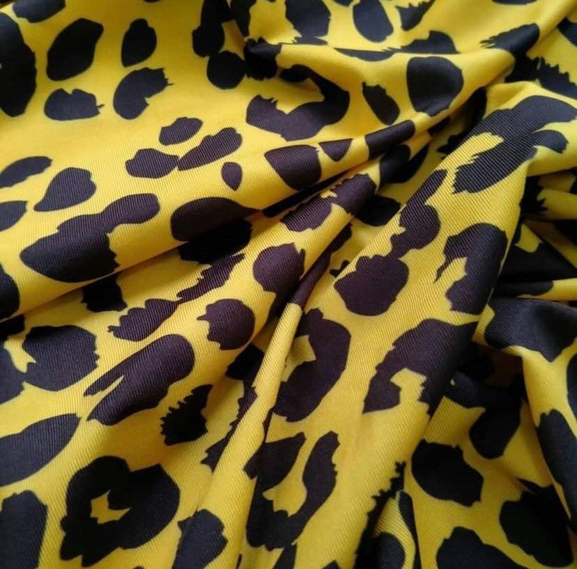 Leopard Pattern Stretch Fabric – Fabric by Metre, Options: Satin, Crepe, Spandex, Chiffon