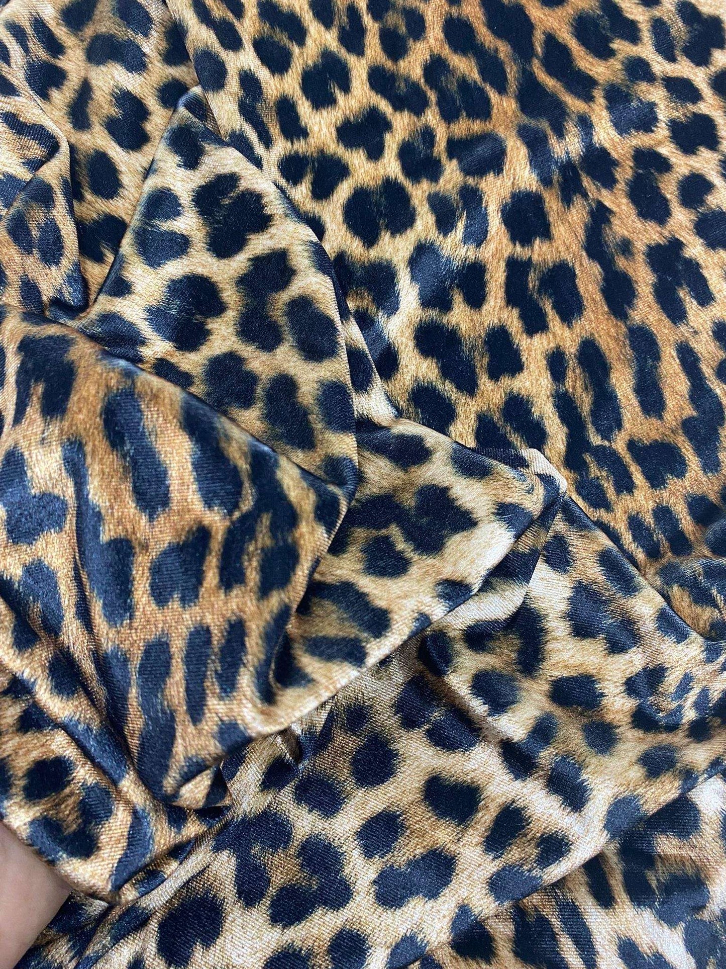 Leopard Pattern Stretch Velvet Fabric