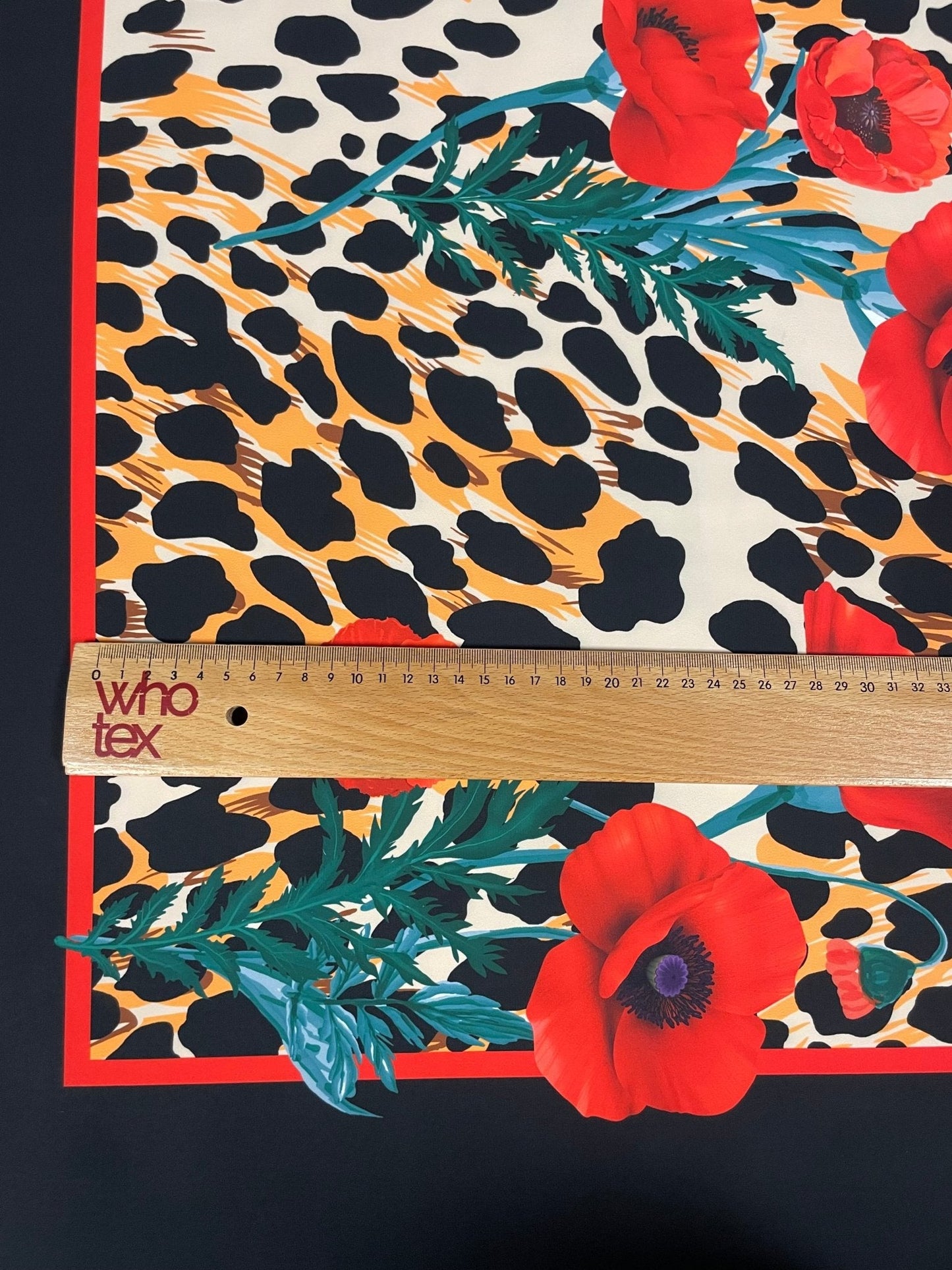 Leopard & Red Poppy Crepe Fabric by the Metre – Bold Design