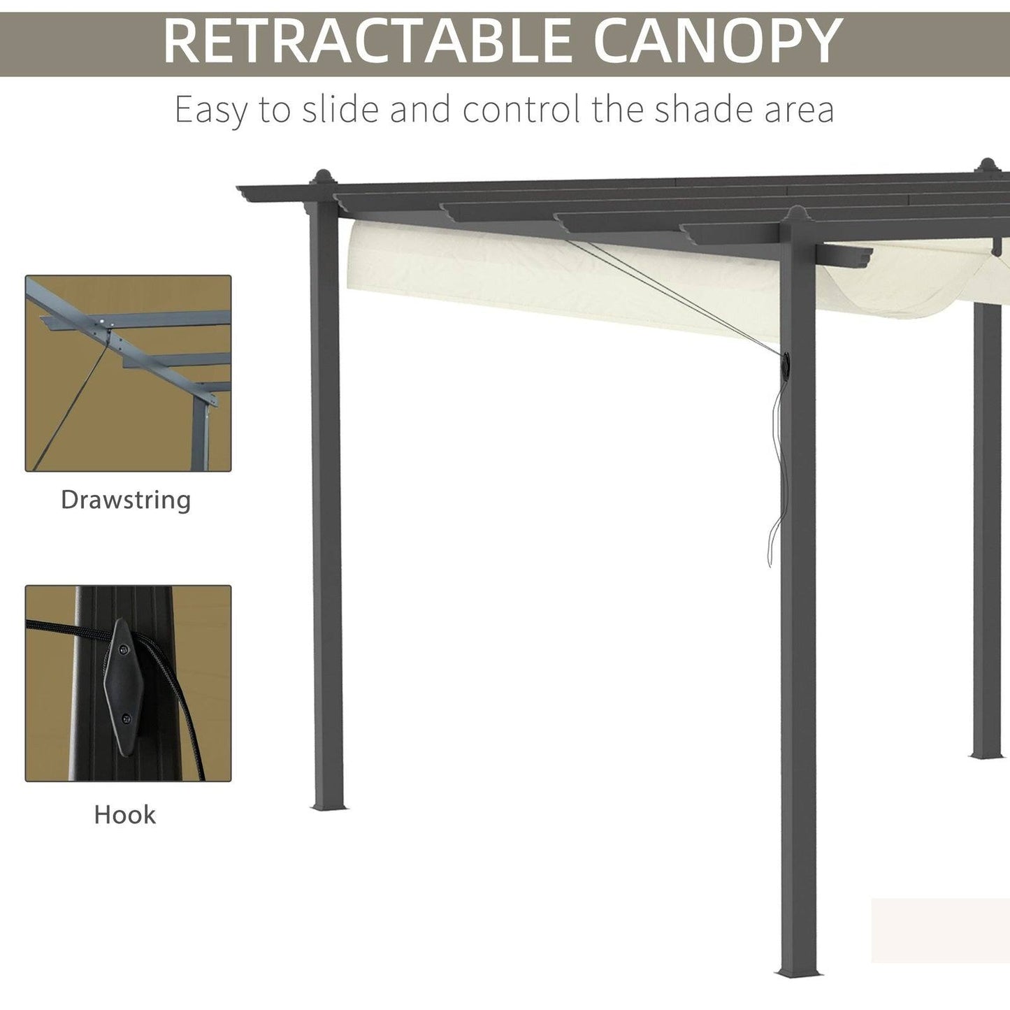 4 x 3M Aluminum Pergola with Retractable Roof