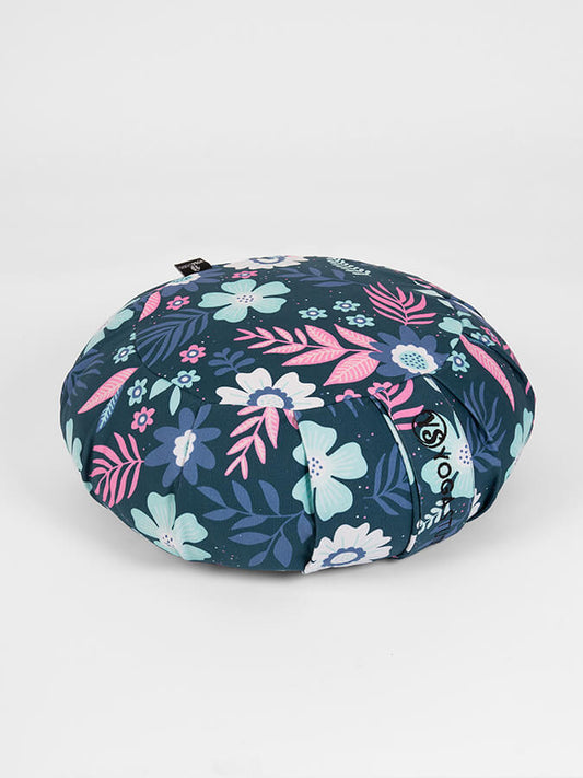 Yoga Studio Organic Cotton Buckwheat Round Floral Meditation Zafu Cushion