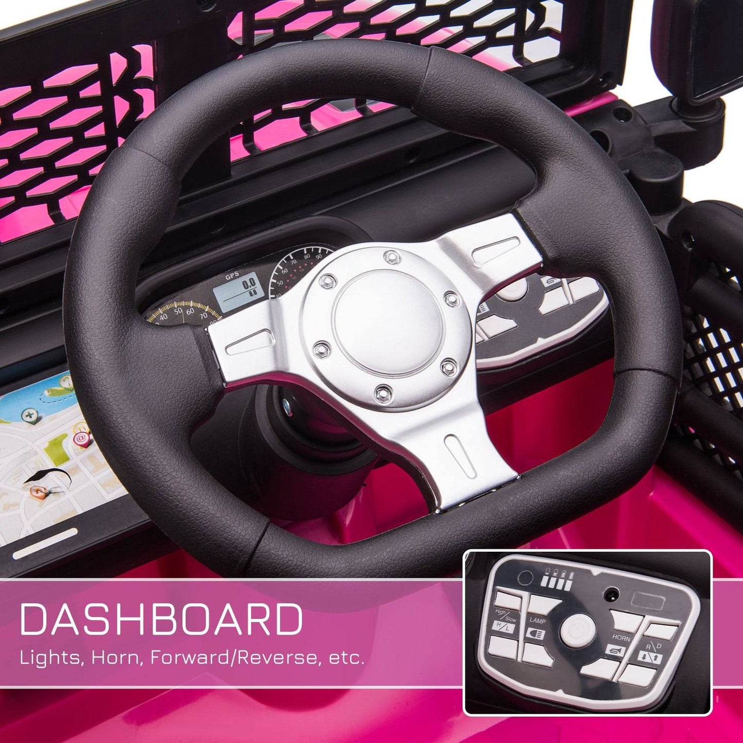 12V Battery-powered 2 Motors Kids Electric Ride On Car Truck Off-road Toy with Parental Remote Control Horn Lights Suspension Wheels for 3-6 Years Old Pink