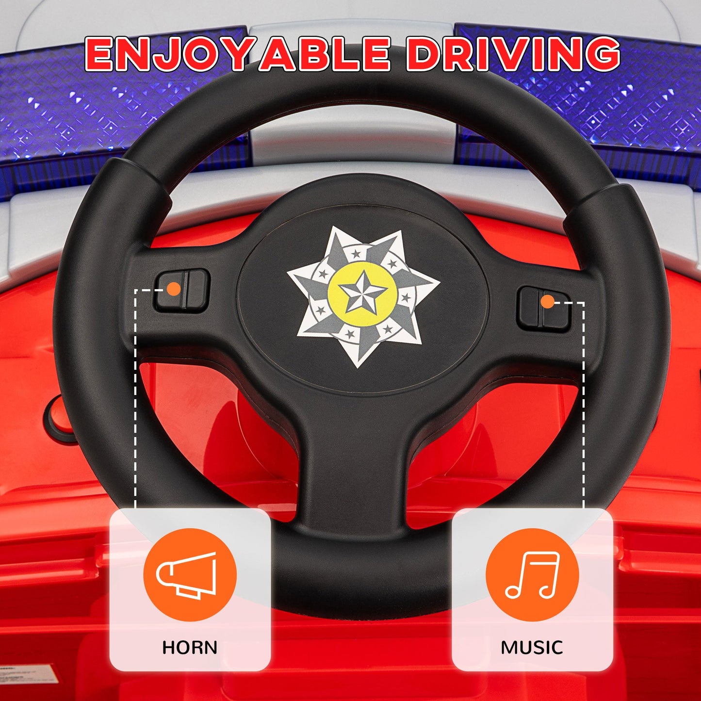 AIYAPLAY 12V Ride on Fire Truck w/ Siren Flashing Lights