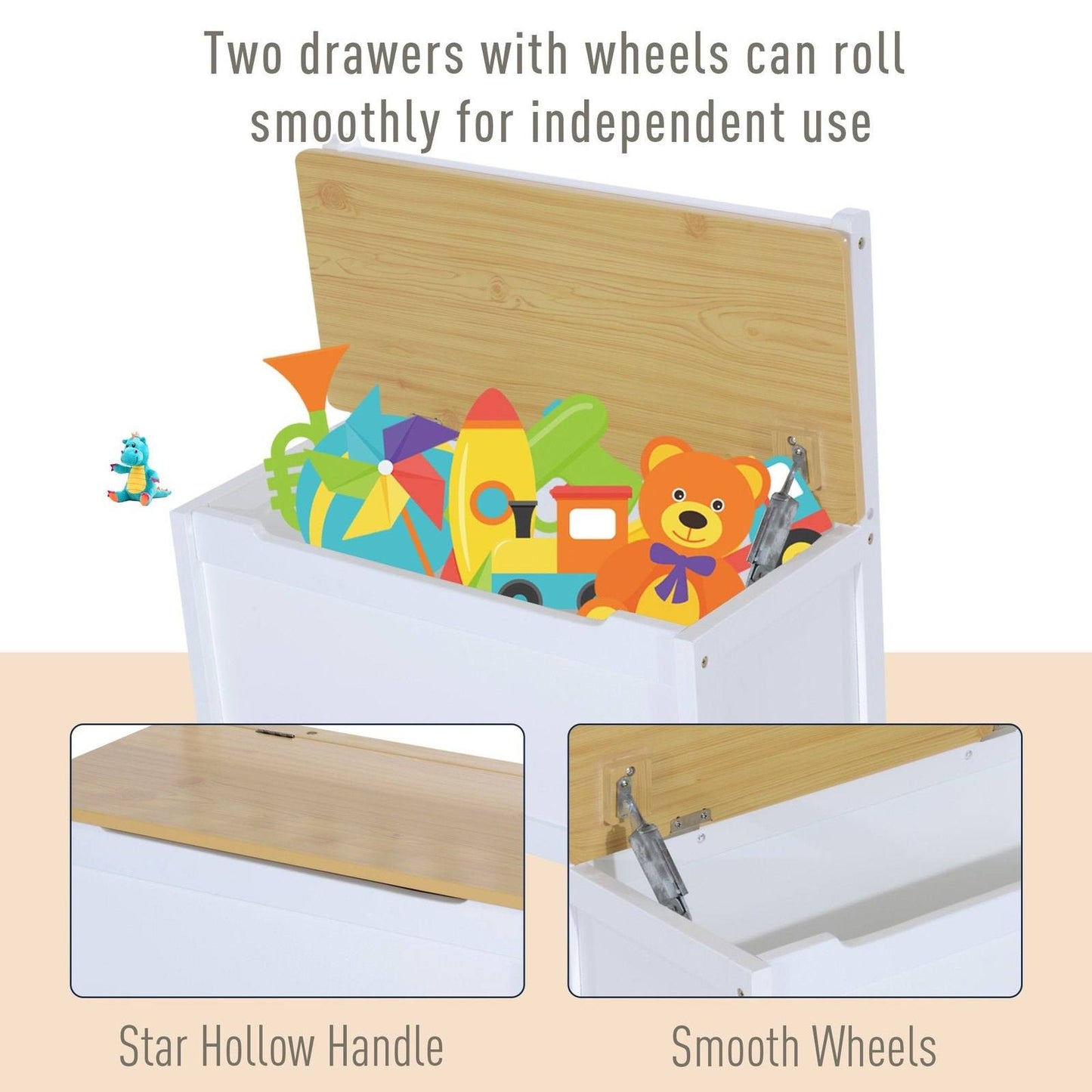 4-Piece Kids Table And Chair Set With 2 Wooden Chairs