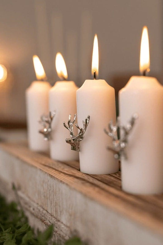 3 Piece Silver Stag Design Candle Pins