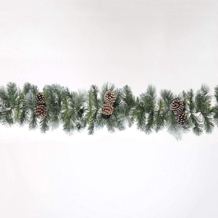 Snow Covered Garland with Pine Cones 2.7m