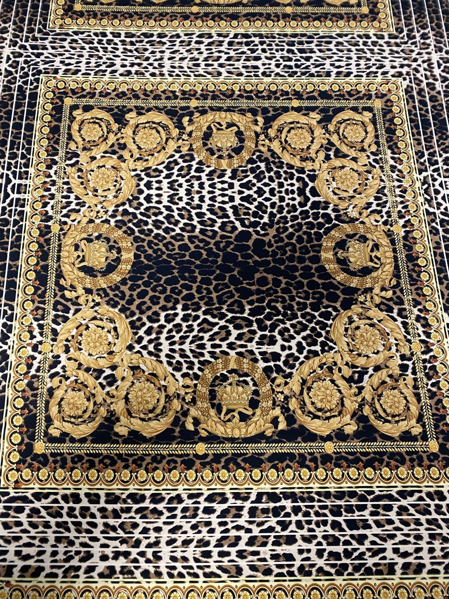 Luxury Baroque Leopard Crepe Fabric by the Metre