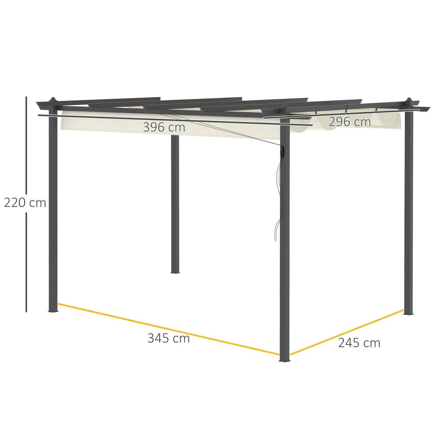 4 x 3M Aluminum Pergola with Retractable Roof