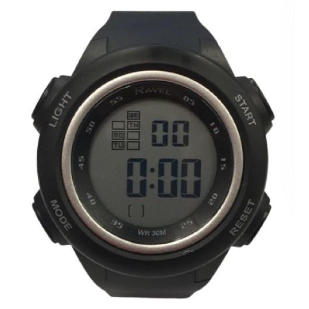 Ravel Mens 3ATM Digital Sports Silver Ring Watch RDG.14.34