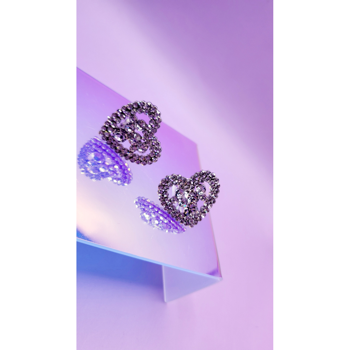 Heart Crystal Non Pierced Clip On Earrings