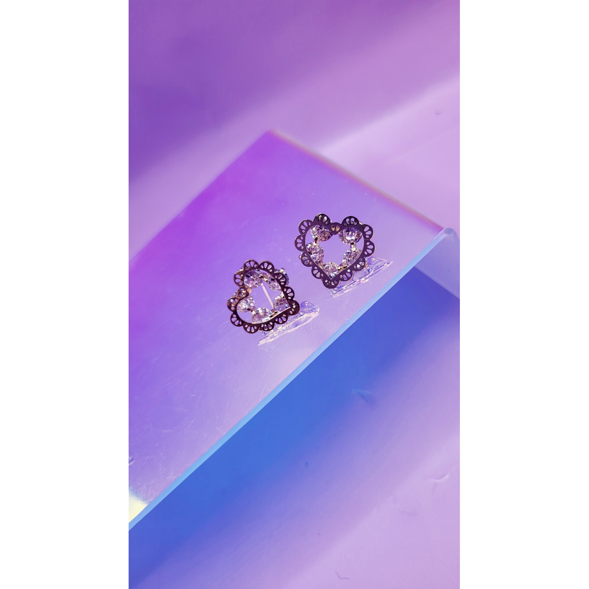 Heart Cluster Crystal Stud Earrings