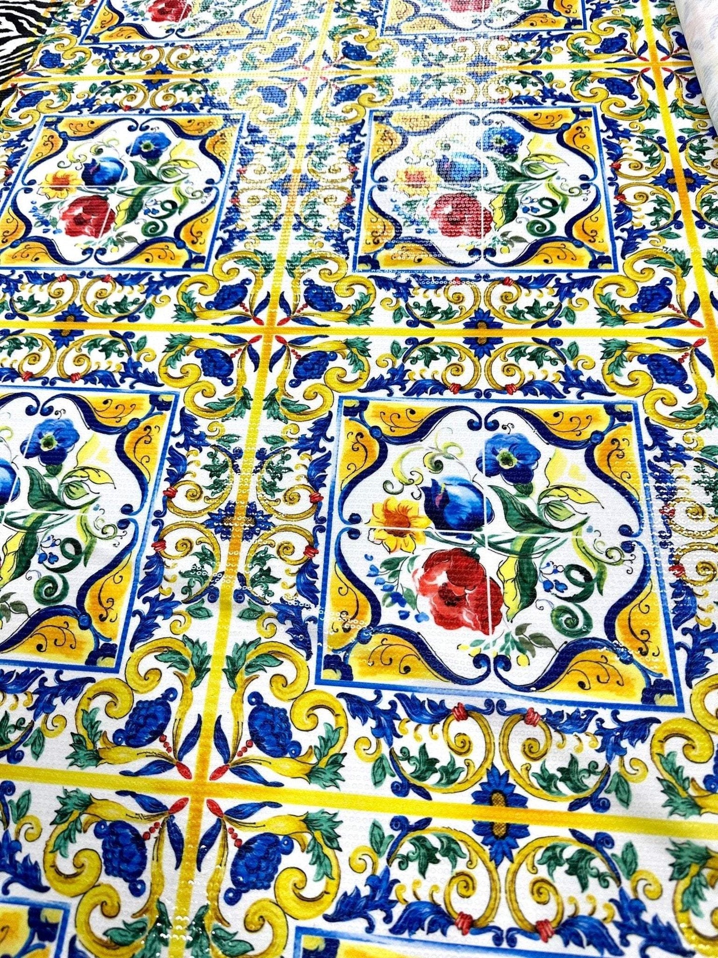 Majolica Pattern Sequin Fabric