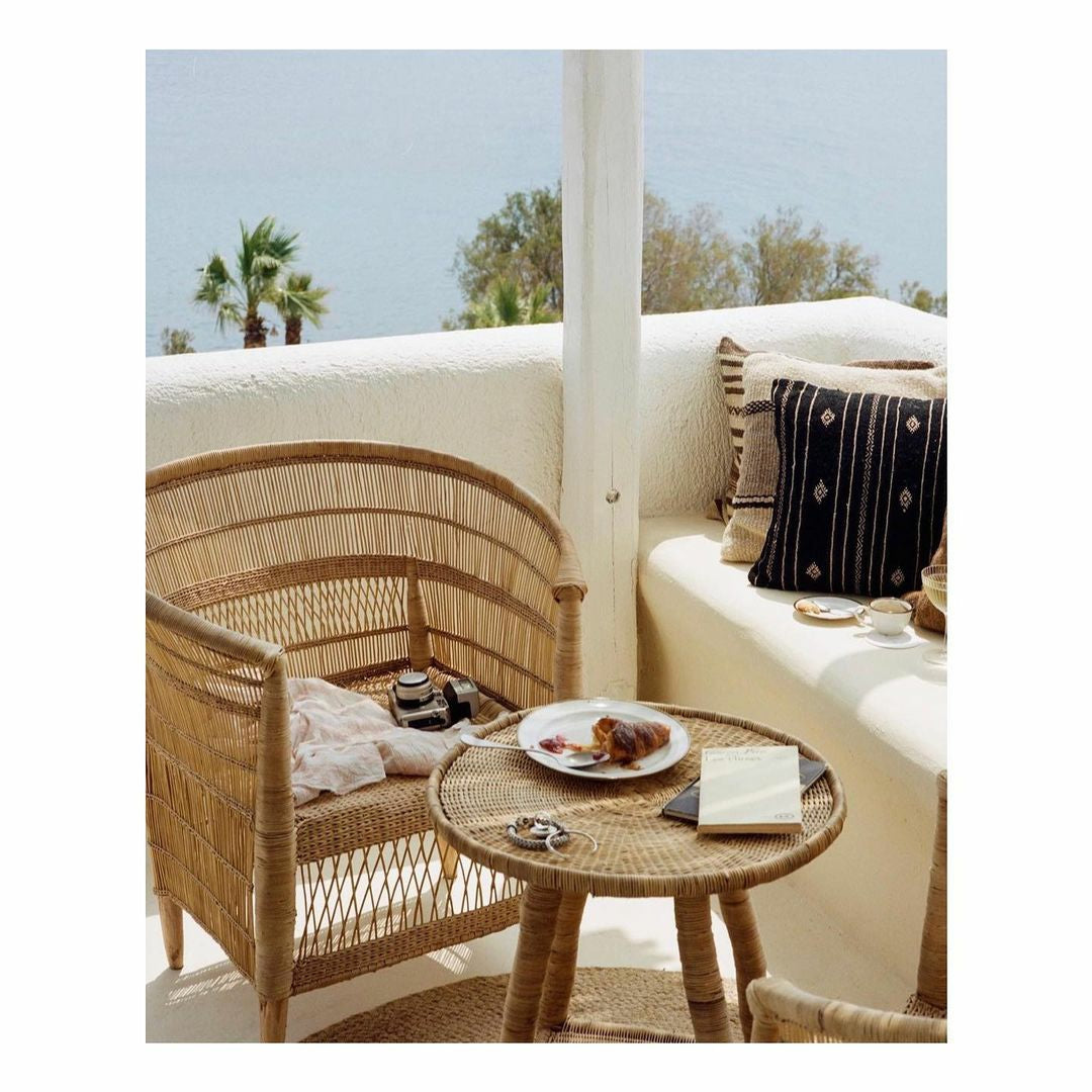 Malawi Round Side Table - Handmade Cane