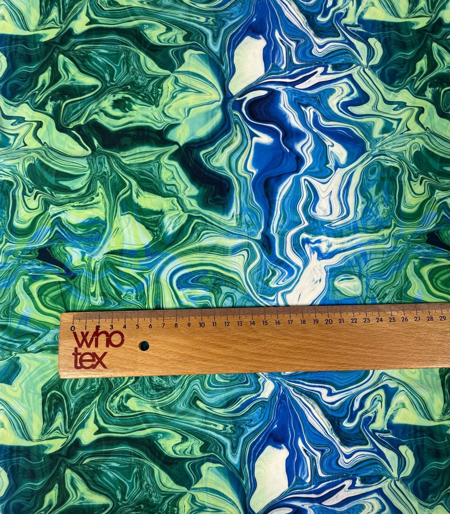 Marble Effect Spandex Fabric by the Metre – Blue Green Print