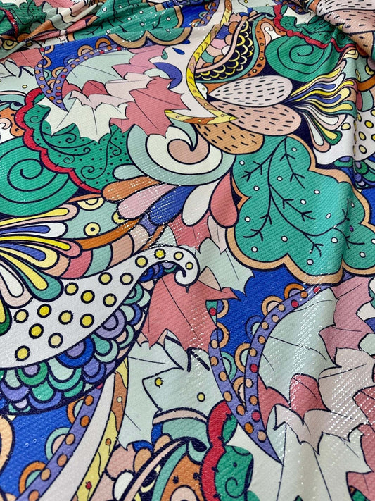 Mehndi Flowers Sequin Fabric