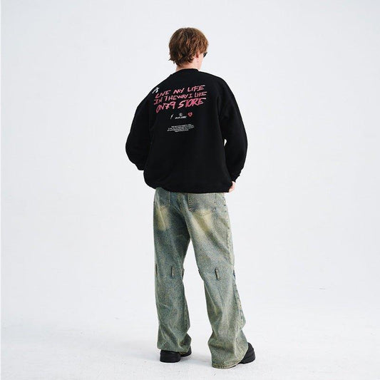 Men's Loose Fit High Street Letter Sweater – Trendy Pullover