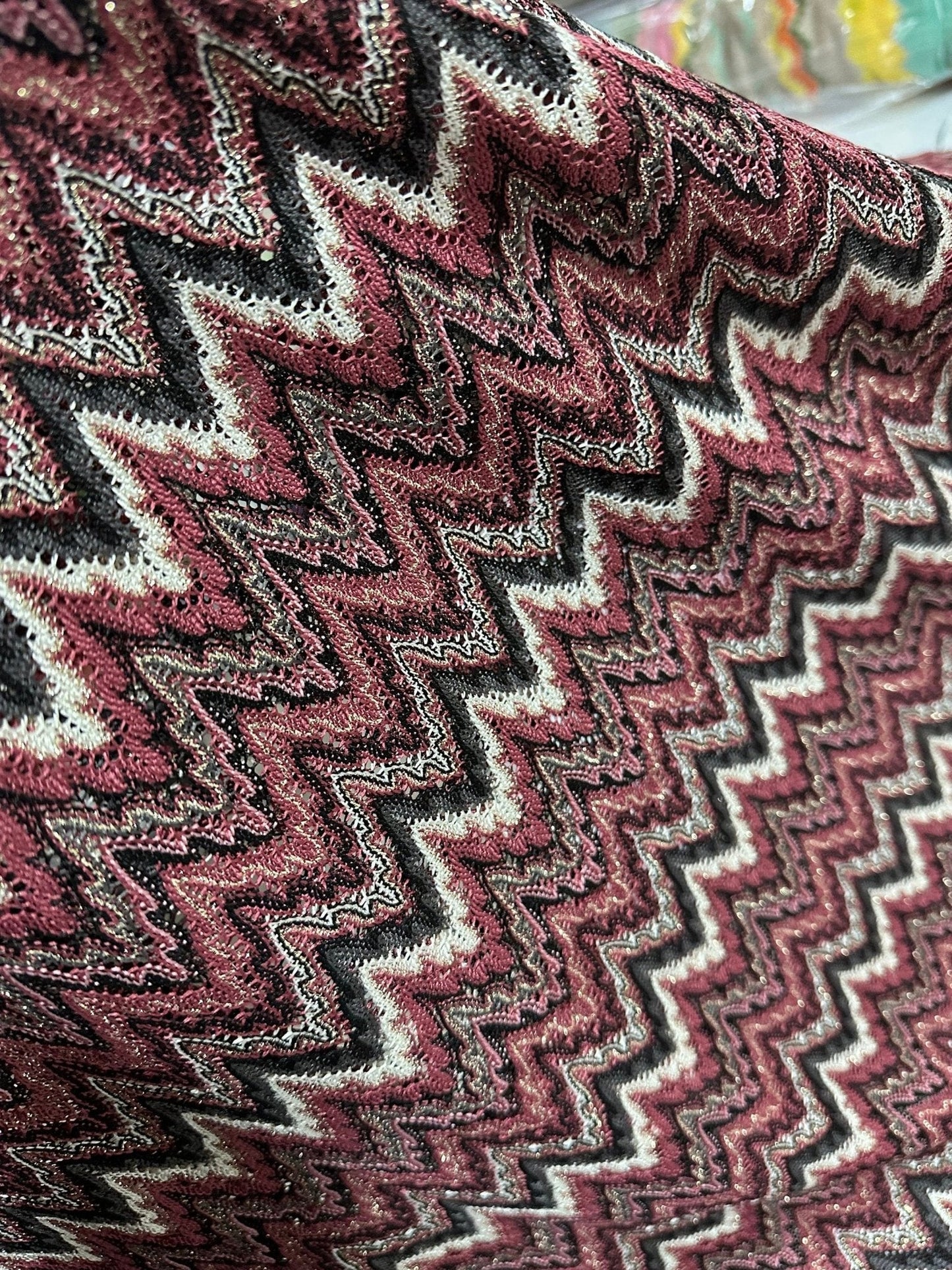 Bordeaux Zigzag Mesh Knit Jersey Fabric