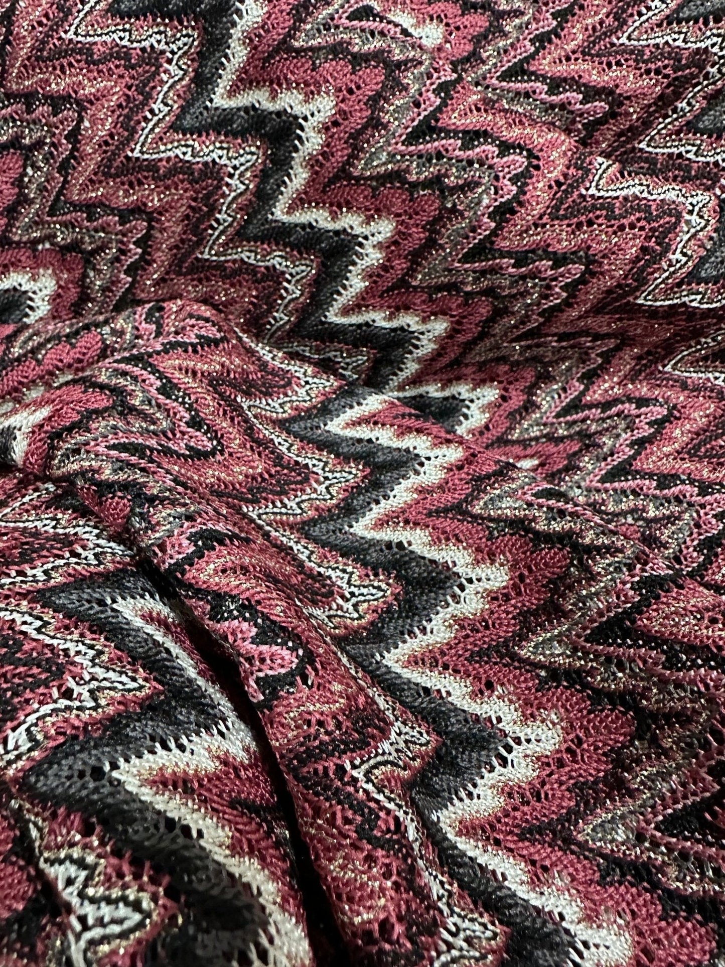 Bordeaux Zigzag Mesh Knit Jersey Fabric