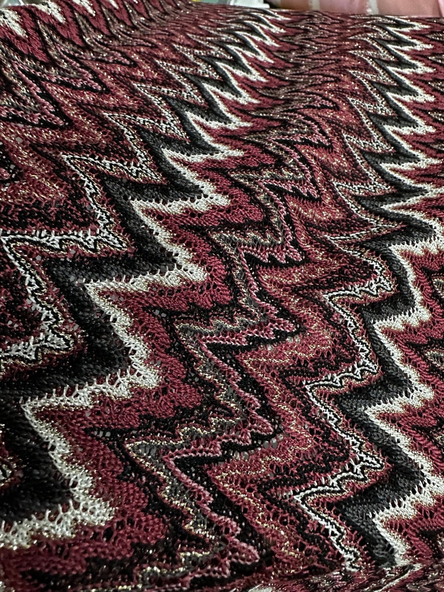 Bordeaux Zigzag Mesh Knit Jersey Fabric