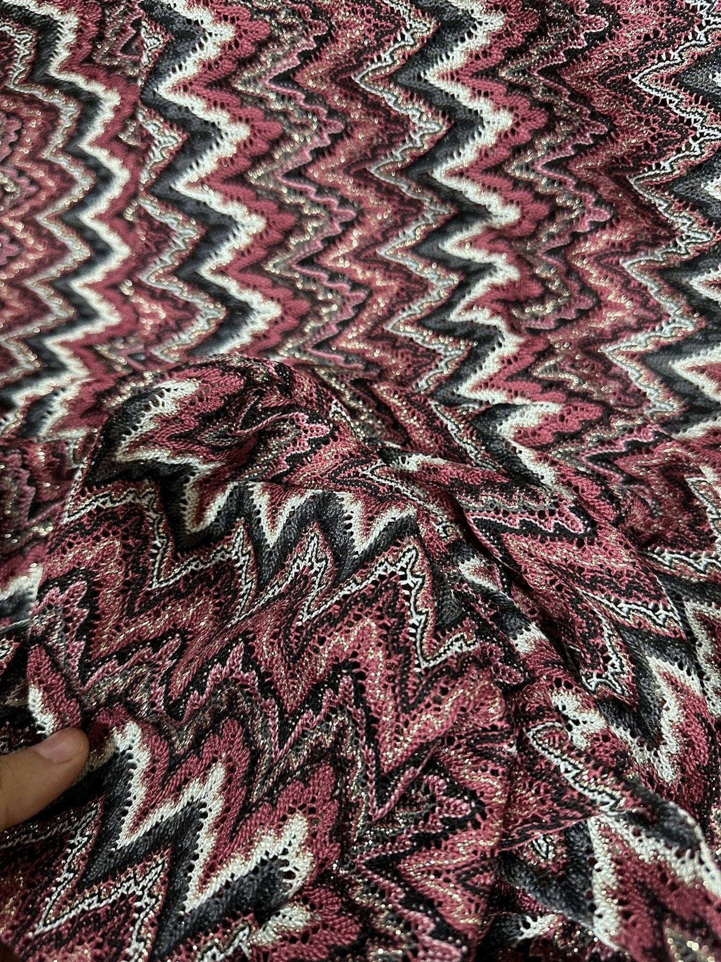 Bordeaux Zigzag Mesh Knit Jersey Fabric