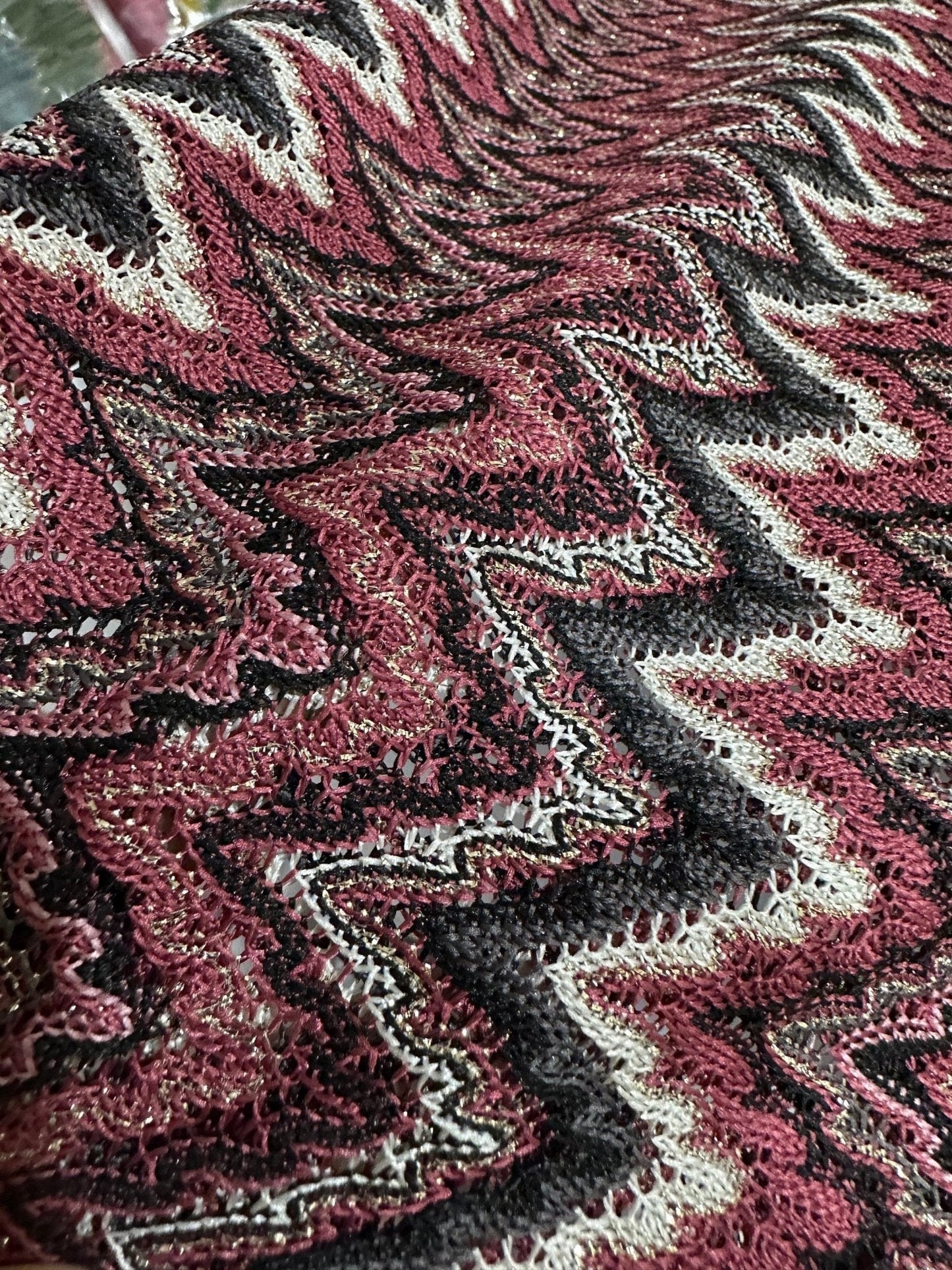 Bordeaux Zigzag Mesh Knit Jersey Fabric
