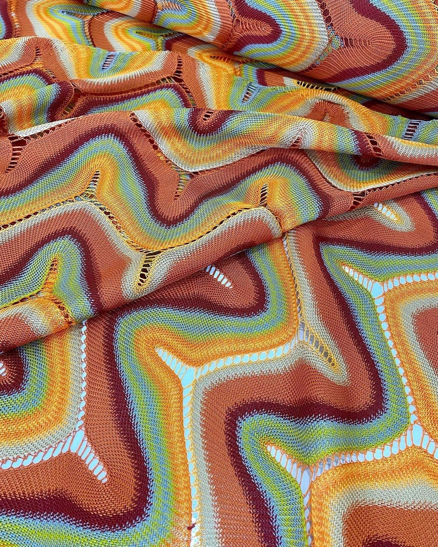 Zigzag Knit Jersey Mesh Fabric