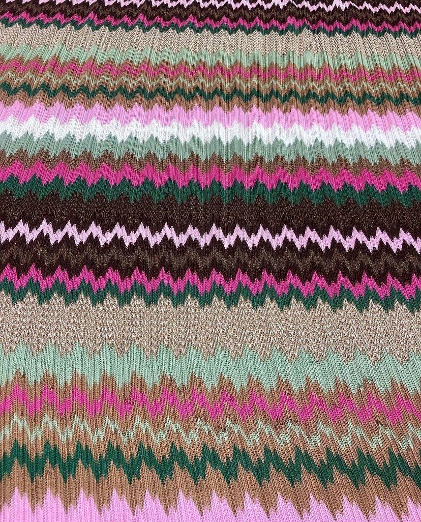 Shiny Zigzag Knit Jersey Mesh Fabric