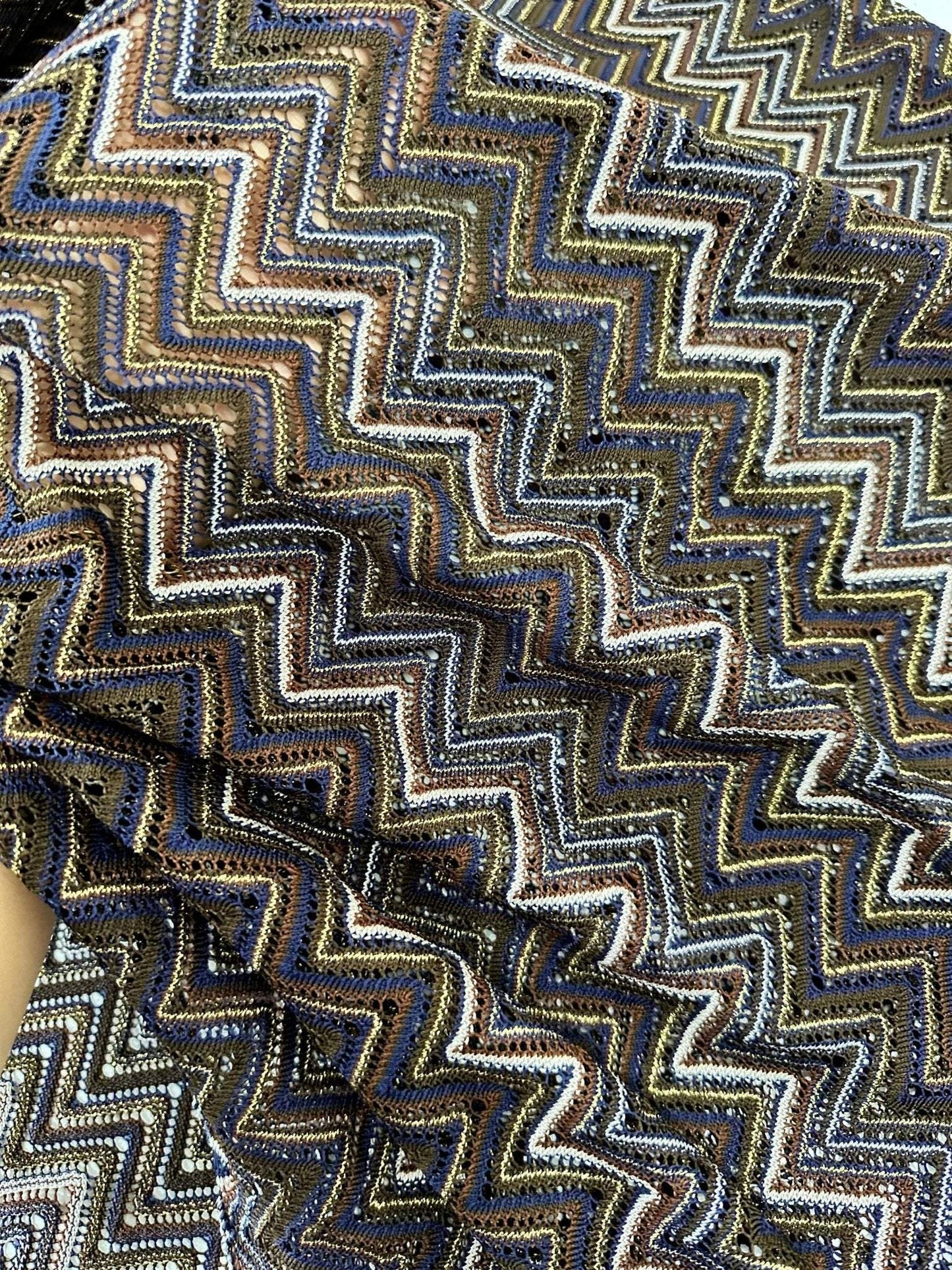 Shimmering Zigzag Knitted Mesh Fabric