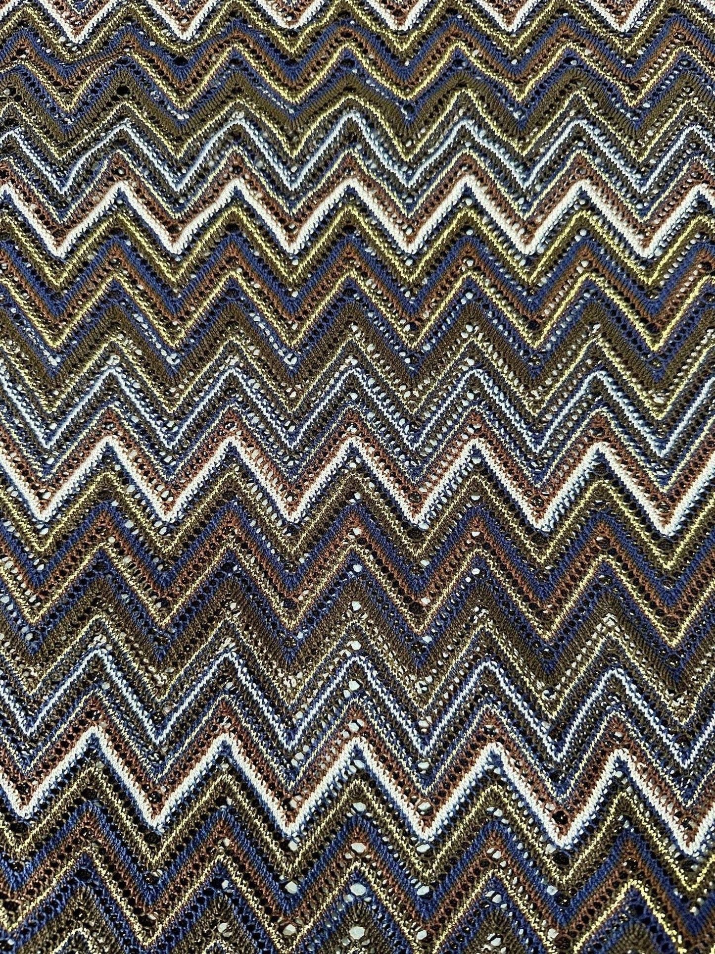 Shimmering Zigzag Knitted Mesh Fabric