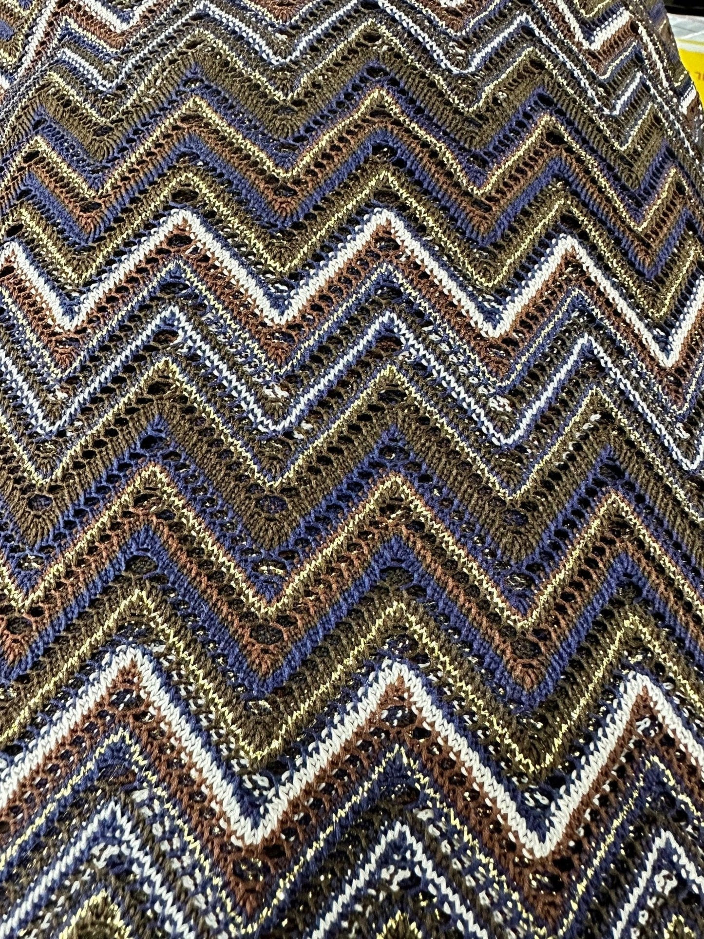 Shimmering Zigzag Knitted Mesh Fabric