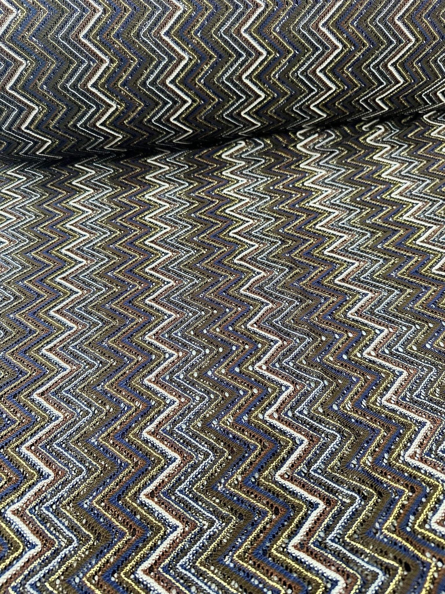 Shimmering Zigzag Knitted Mesh Fabric