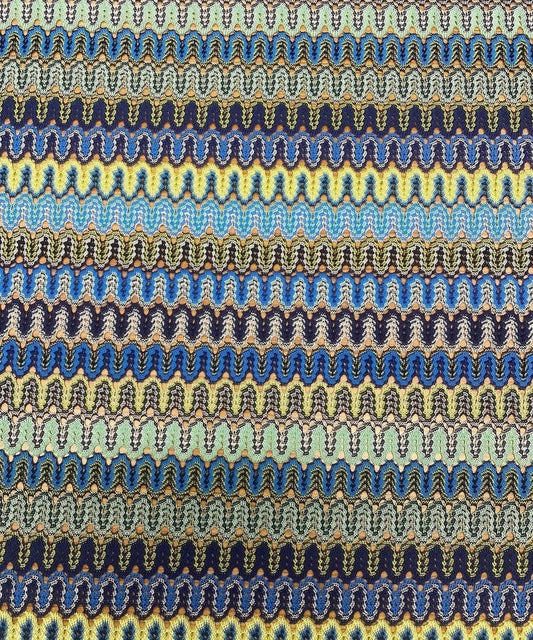Zigzag Pattern Mesh Fabric in Yellow and Blue for Crafting and Fashion