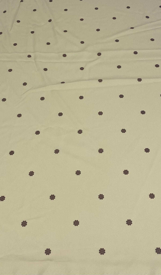 Minimal Yellow Fabric with Small Brown Floral – Fabric by Metre, Multiple Options for Sewing & Dressmaking
