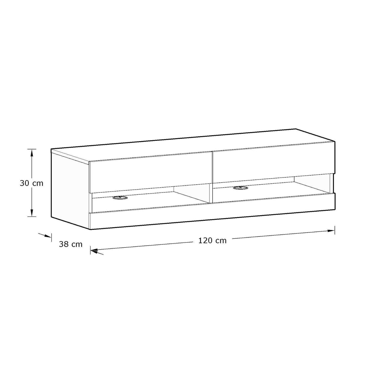 Leon TV Unit Grey 2 Shelves 2 Drawers