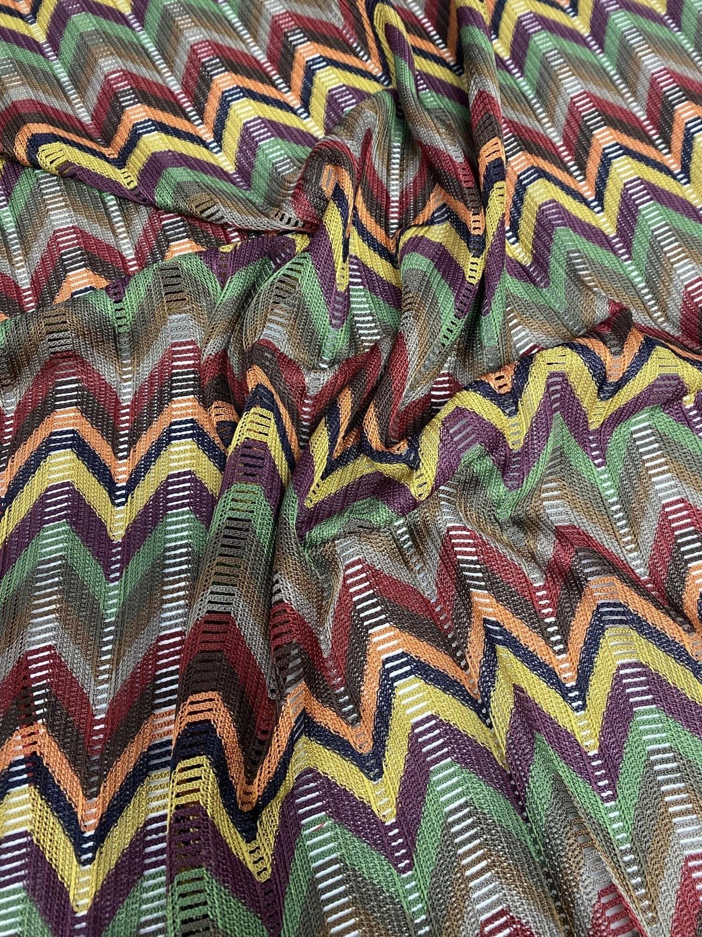 Multicolor Chevron Jacquard Fabric