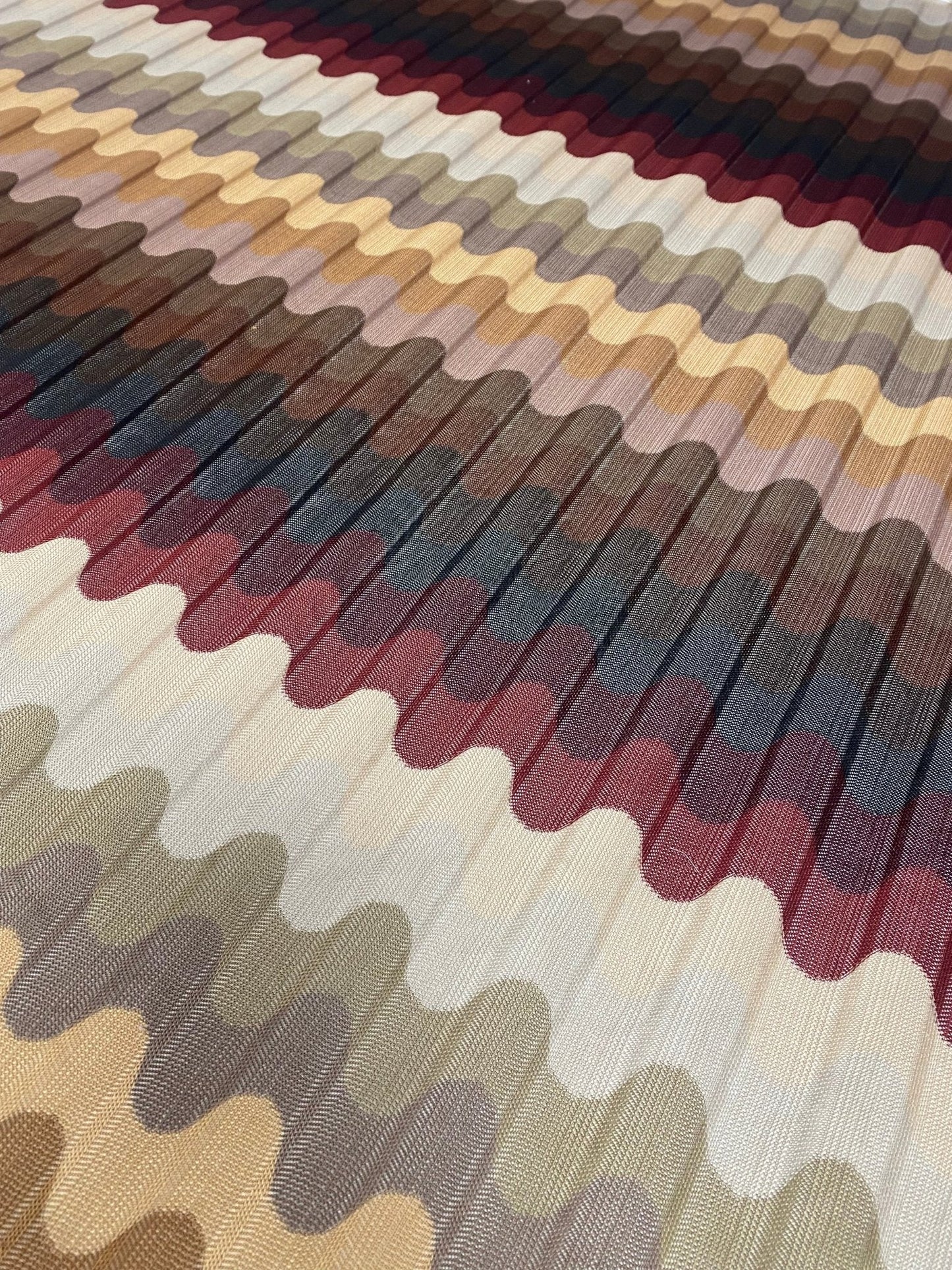 Multicolor Pleated Wave Fabric